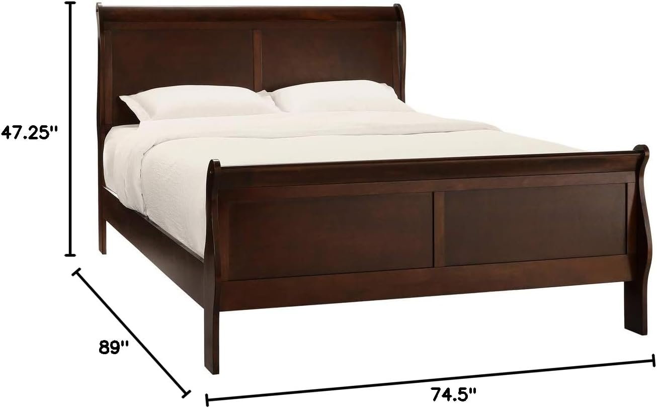Homelegance Quincy Sleigh Panel Bed, King, Cherry - Image 2
