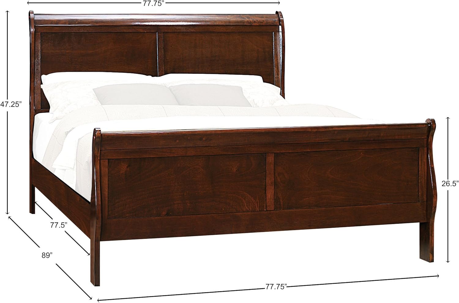 Homelegance Quincy Sleigh Panel Bed, King, Cherry - Image 3