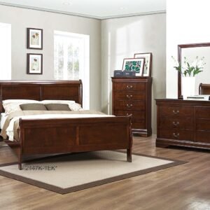 Homelegance Quincy Sleigh Panel Bed, King, Cherry
