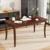 MODERION 59”Farmhouse Dining Table with Carved Legs,Rectangular Kitchen Table for 4–6 Person, Solid Wood Dinner Table for Living Room, Dining Room,Easy Assembly Cherry Brown CZ-A1168-WD